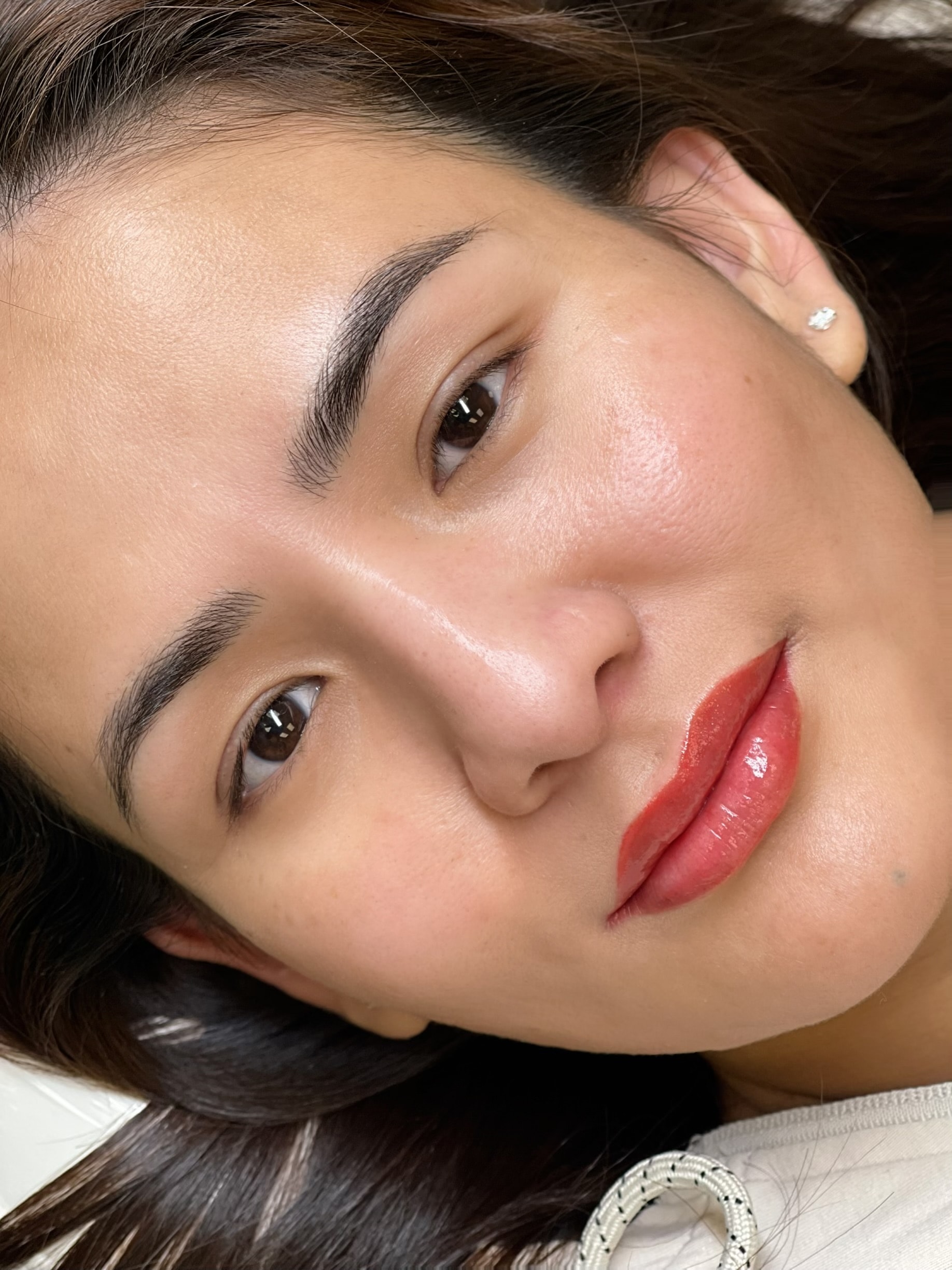 Microblading results — natural hair-stroke brows